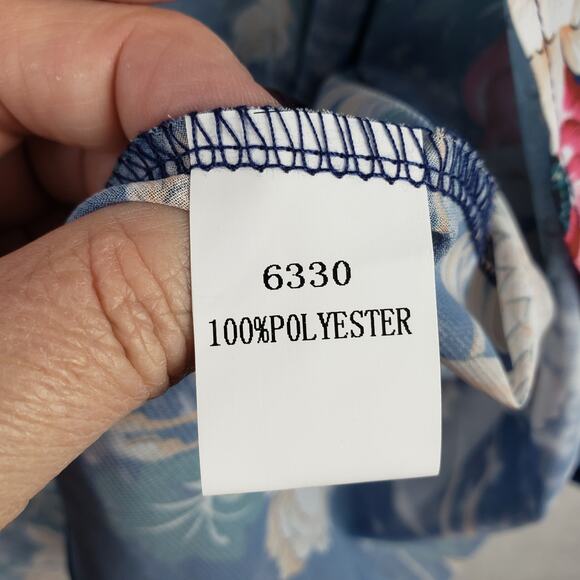 Olrain Size M Open Front Lightweight Duster Top Blue Oceanic Asian Print NWT - Picture 5 of 7